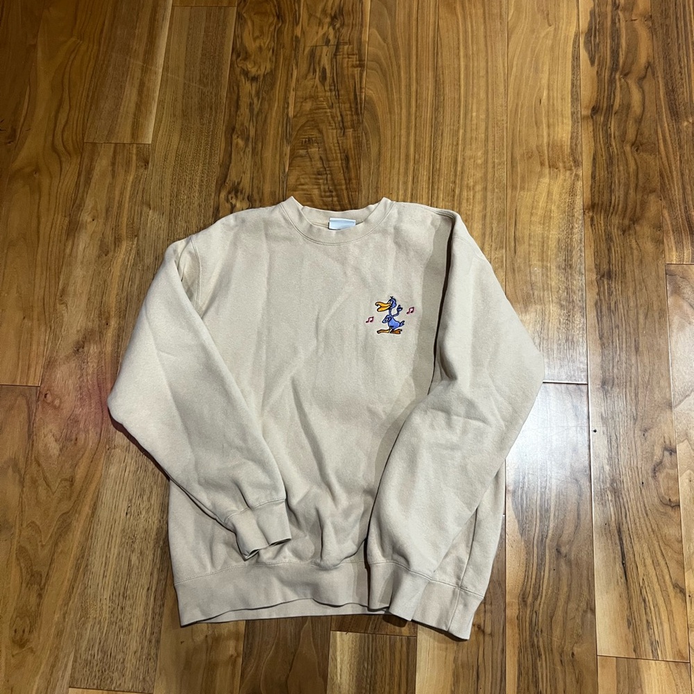 Obey Tan Crewneck Sweater with Embroidered Graphic NWOT